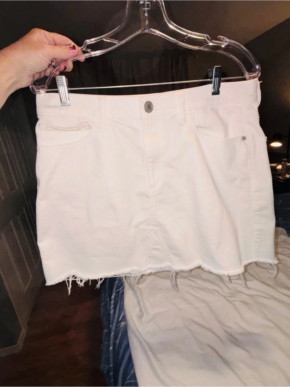 Express White Denim Frayed Hem Skirt Size 10